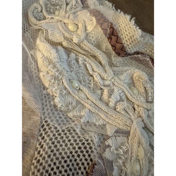 Buckle Sheer Lace Top Womens XS Y2K‎ 90s Embroidered Floral Lace 3/4 Sleeve Boho - Picture 6 of 9